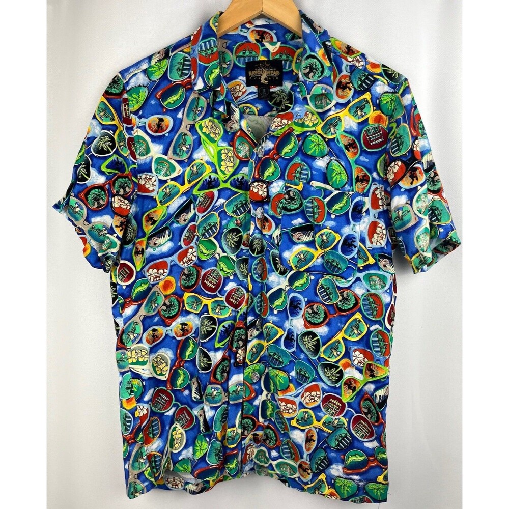 Bayou Wear Art 4 Now New Orlean’s Theme Button Up Shirt Short Sleeve Men’s Small